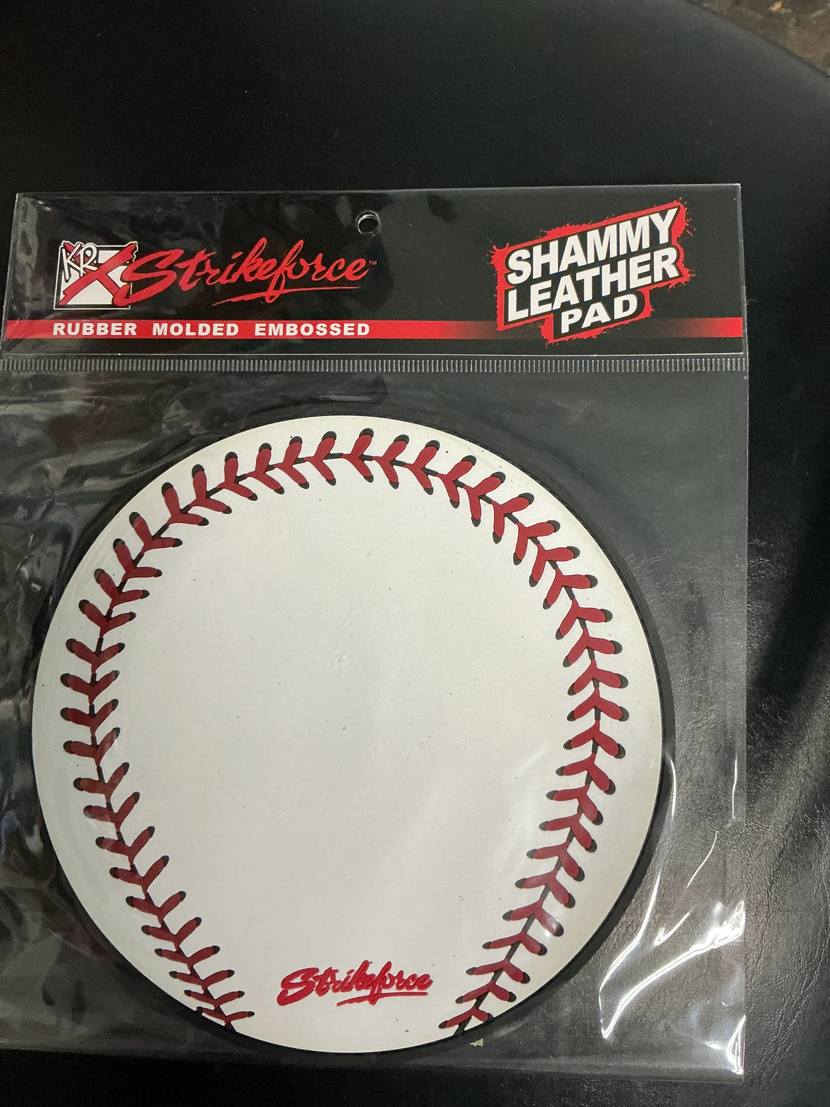 Rubber shammy, leather pad baseball